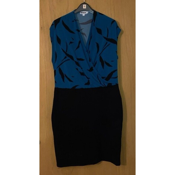 Leota sleeveless black and teal illusion dress Plus Size 2L (2X) - Picture 2 of 4